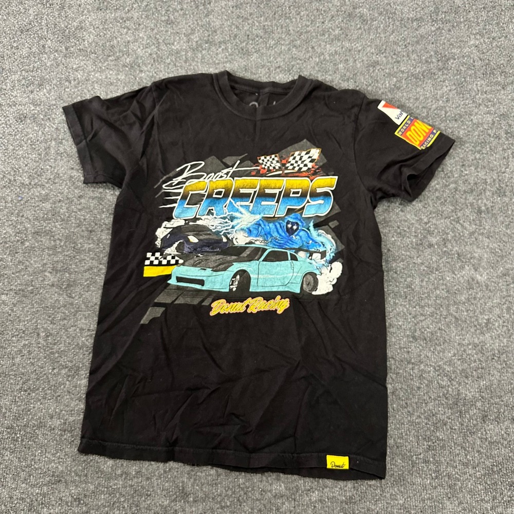 Donut T-Shirt Mens Size Small Black Boost Creeps Racing Graphic Drift Car Tee
